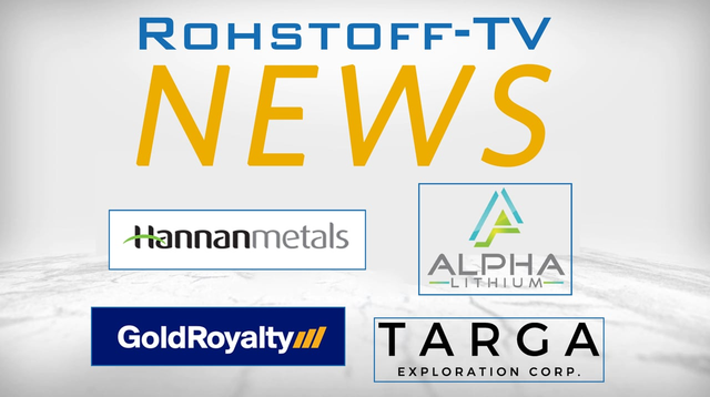 Bergbau-Nachrichten mit Alpha Lithium, Hannan Metals, Gold Royalty und Targa Exploration